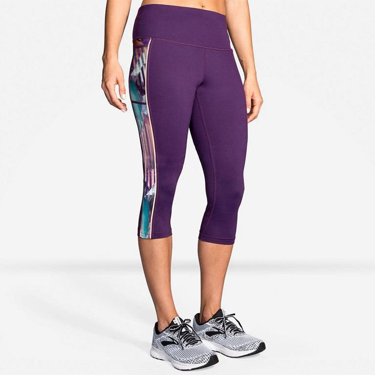 Brooks Greenlight Capri Women's Running Pants - Purple (29347-YHCR)